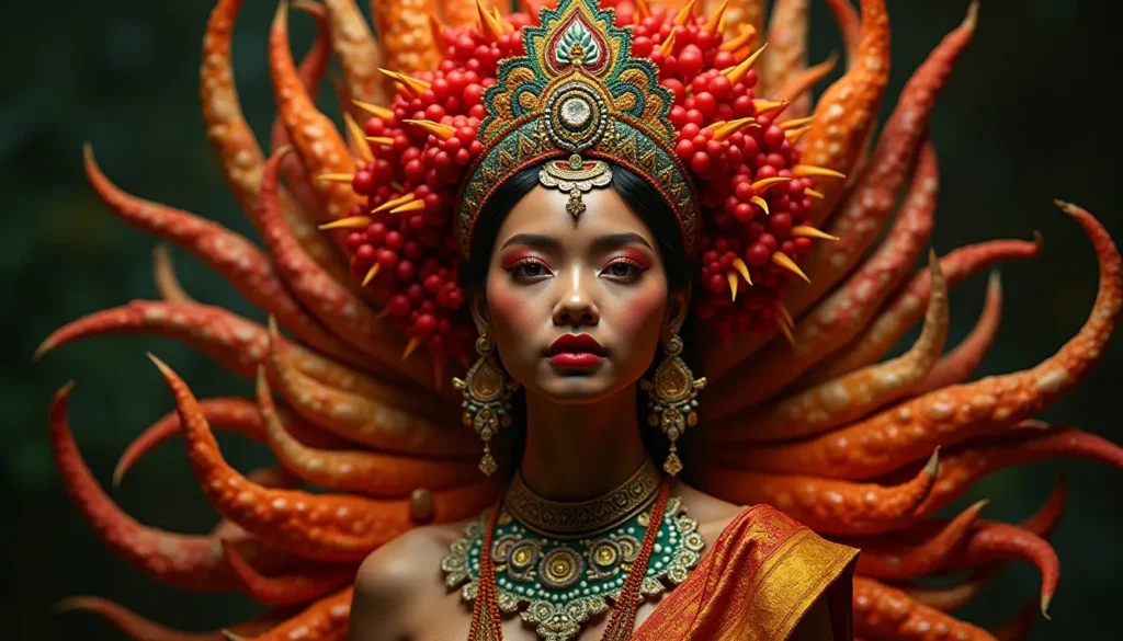 Las Especias de Indonesia y Australia. Diosa Indonesia. Alegoría de las Especias