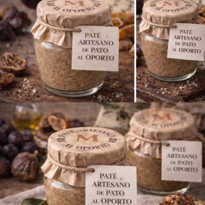 Paté artesano de pato al Oporto en marmita de cristal 90 g con tapa kraft y etiqueta colgante